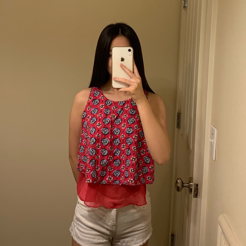 Pink Floral Tank Top